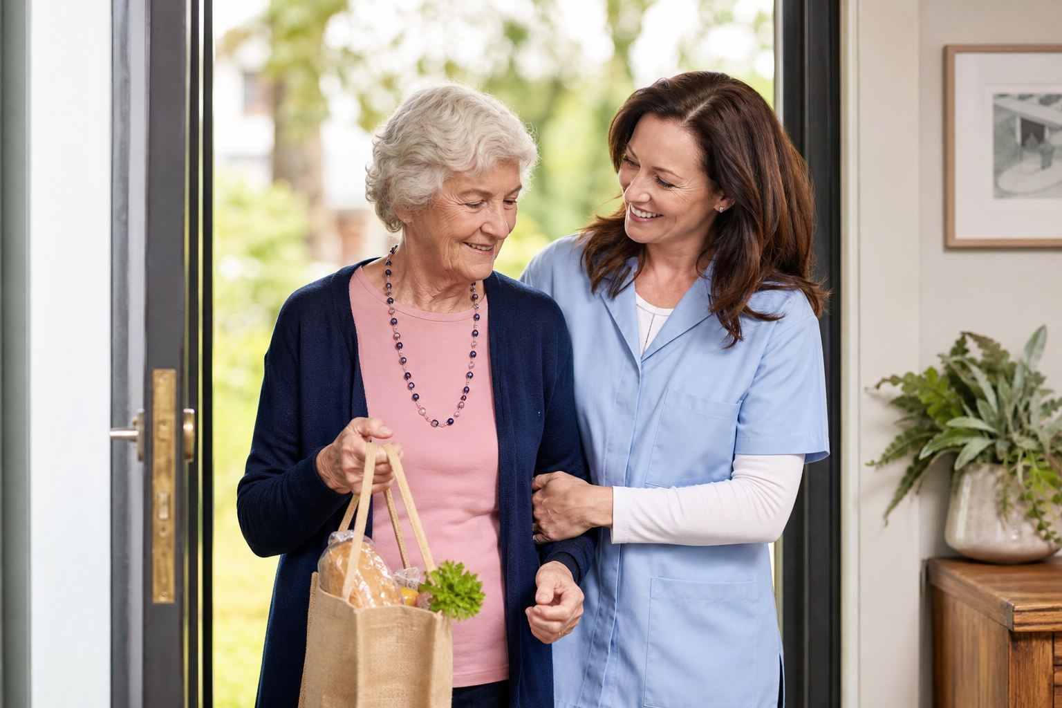 Caregiver helping with groceries and errands